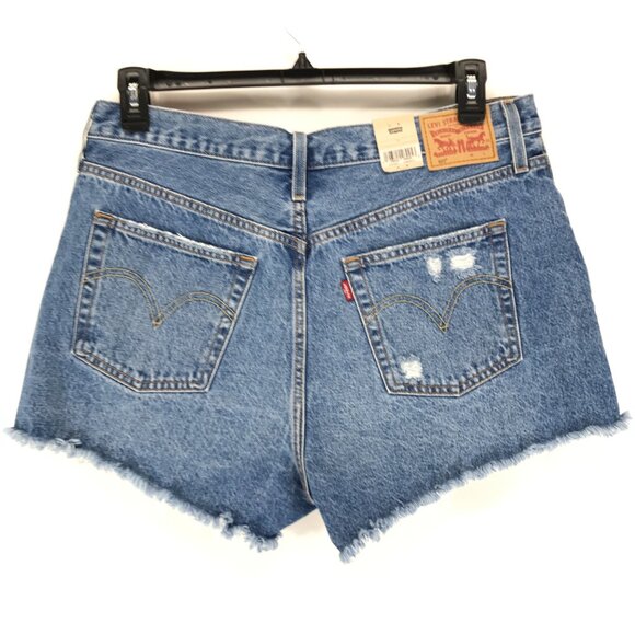 NEW Levi's 501 Denim Cut-Off Shorts Women's Size 34 Button Fly Distressed Cotton - Picture 2 of 11